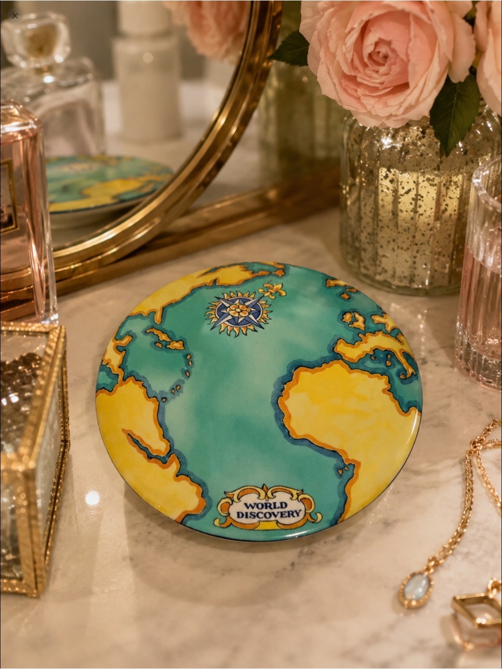 Tiffany & Co. Blue and Yellow Globe Trinket Box